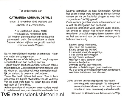 Catharina Adriana de Wijs Jacobus Antonissen