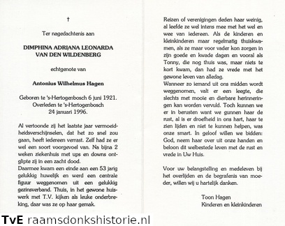 Dimphina Adriana Leonarda van den Wildenberg Antonius Wilhelmus Hagen