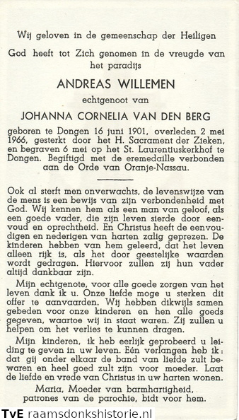 Andreas Willemen Johanna Cornelia van den Berg