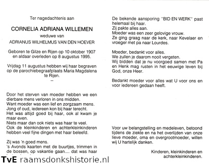 Cornelia Adriana Willemen Adrianus Wilhelmus van der Hoever