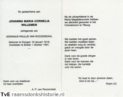 Johanna Maria Cornelia Willemen Adrianus Paulus van Roozendaal