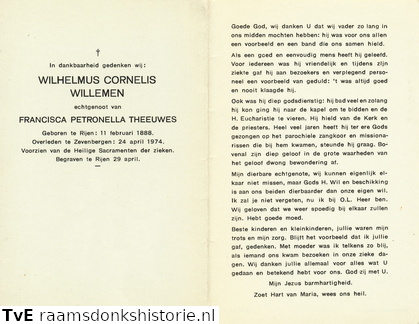 Wilhelmus Cornelis Willemen Francisca Petronella Theeuwes