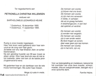 Petronella Christina Willemsen Bartholomeus Leonardus Heijne