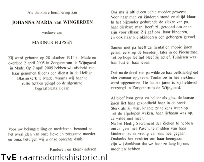 Johanna Maria van Wingerden Marinus Flipsen