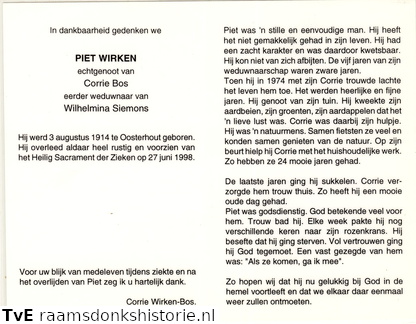 Piet Wirken Corrie Bos-Wilhelmina Siemons
