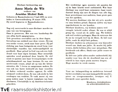 Anna Maria de Wit  Arnoldus Michiel Bink