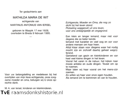Mathilda Maria de Wit Martinus Antonius van Iersel