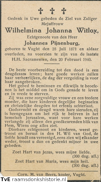 Wilhelmina Johanna Witlox Johannes Pijnenburg