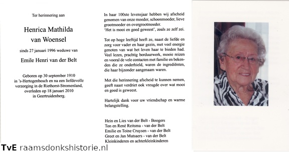 Henrica Mathilda van Woensel Emile Henri van der Belt