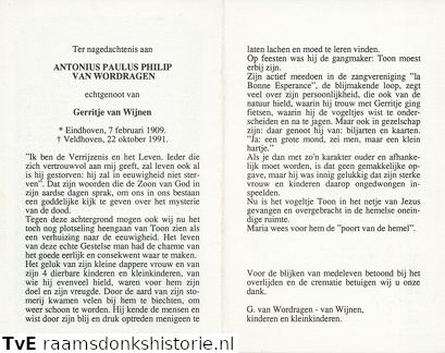 Antonius Paulus Philip van Wordragen  Gerritje van Wijnen