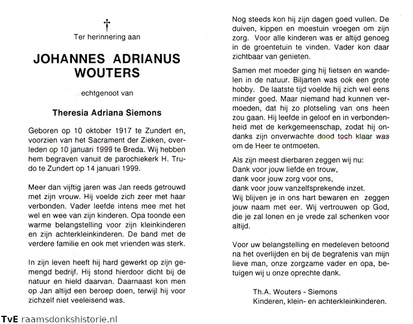Johannes Adrianus Wouters  Theresia Adriana Siemons