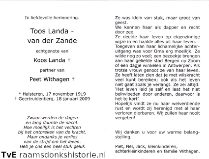 Toos van der Zande (vr) Peet Withagen Koos Landa