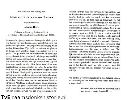 Adriaan Hendrik van der Zanden Johanna Heere