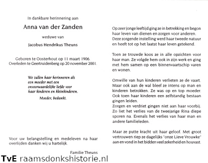 Anna van der Zanden Jacobus Hendrikus Theuns