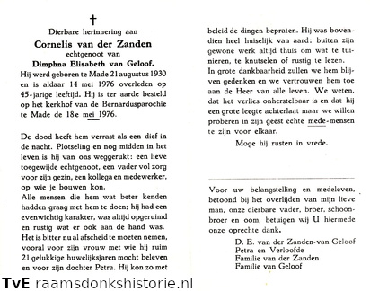 Cornelis van der Zanden Dimphna Elisabeth van Geloof