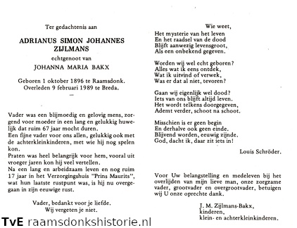 Adrianus Simon Johannes Zijlmans Johanna Maria Bakx