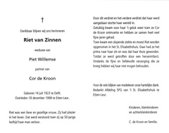 Riet van Zinnen Piet Willemse (vr) Cor de Kroon