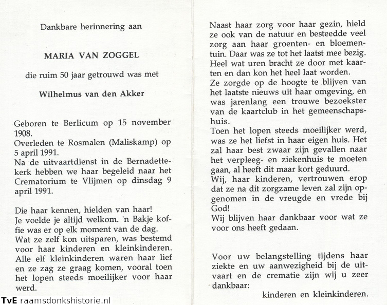 Maria van Zoggel  Wilhelmus van den Akker