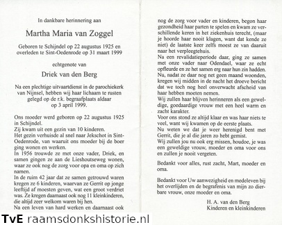 Martha Maria van Zoggel  Driek van den Berg