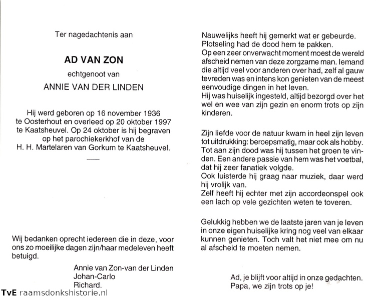 Ad van Zon Annie van der Linden
