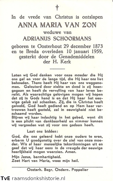 Anna Maria van Zon  Adrianus Schoormans