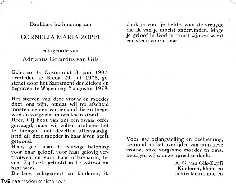 Cornelia Maria Zopfi  Adrianus Gerardus van Gils