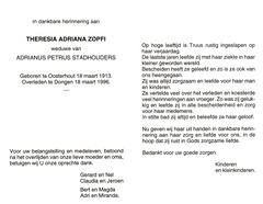 Theresia Adriana Zopfi  Adrianus Petrus Stadhouders