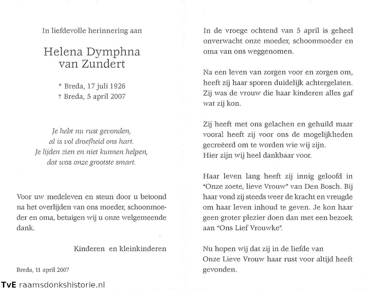 Helena Dymphna van Zundert van