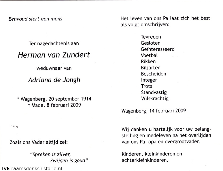 Herman van Zundert  Adriana de Jongh