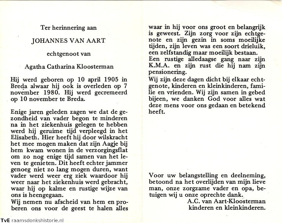 Johannes van Aart Agatha Catharina Kloosterman