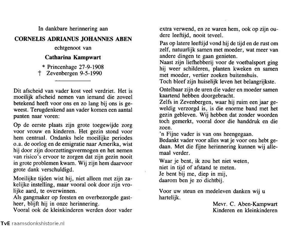Cornelis Adrianus Johannes Aben- Catharina Kampwart