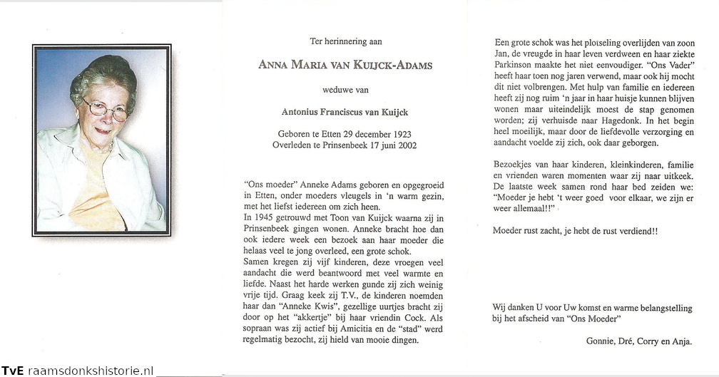Anna Adams- Antonius Franciscus van Kuijck