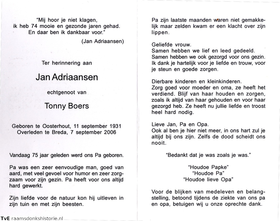 Jan Adriaansen Tonny Boers