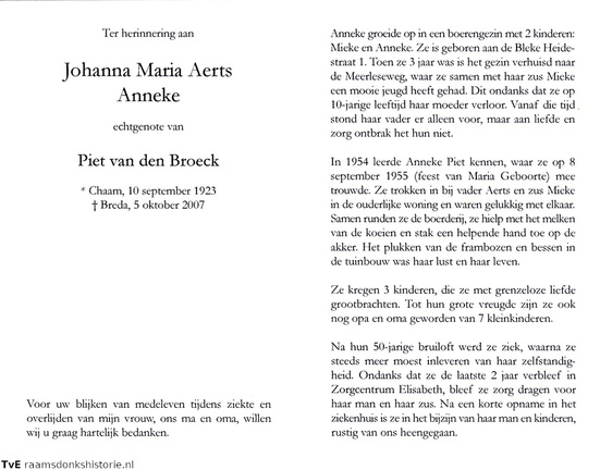 Johanna Maria Aerts Piet van den Broeck