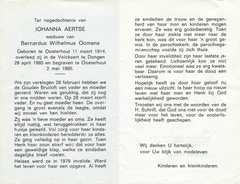 Johanna Aertse- Bernardus Wilhelmus Oomens