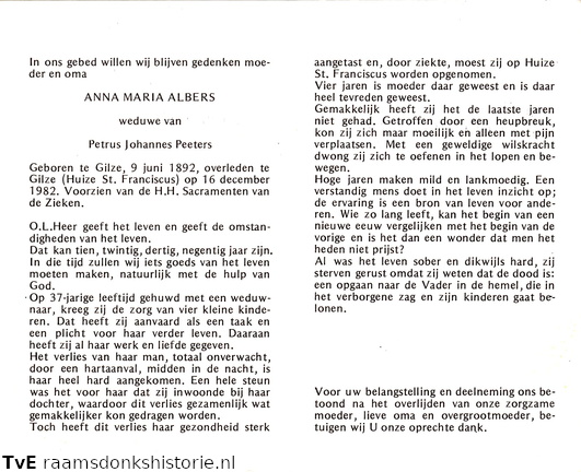 Anna Maria Albers Petrus Johannes Peeters