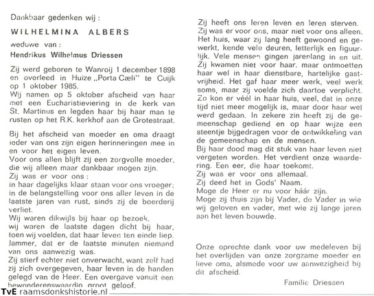 Wilhelmina Albers Hendrikus Wilhelmus Driessen