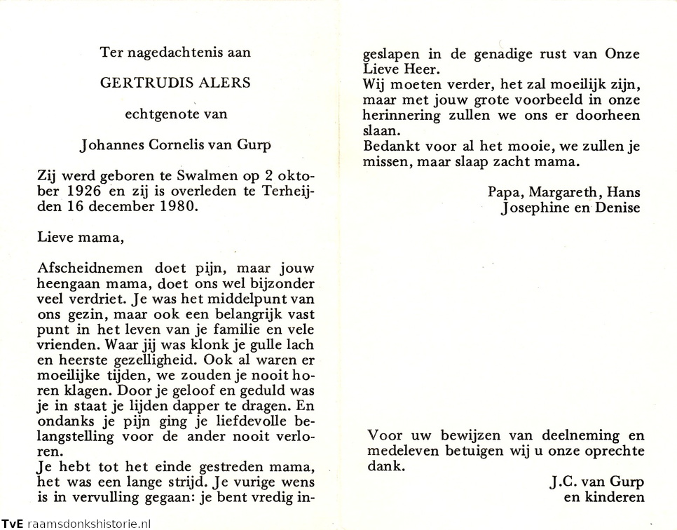 Gertrudis Alers Johannes Cornelis van Gurp