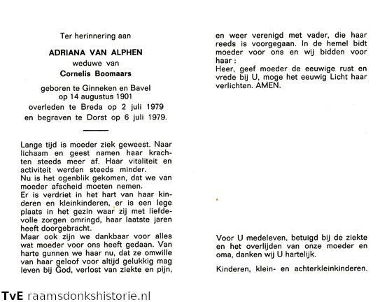 Adriana van Alphen Cornelis Boomaars