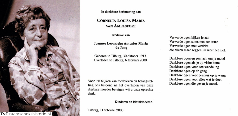 Cornelia Louisa Maria van Amelsfort- Joannes Leonardus Antonius Maria de Jong