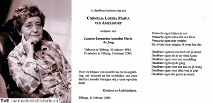 Cornelia Louisa Maria van Amelsfort- Joannes Leonardus Antonius Maria de Jong