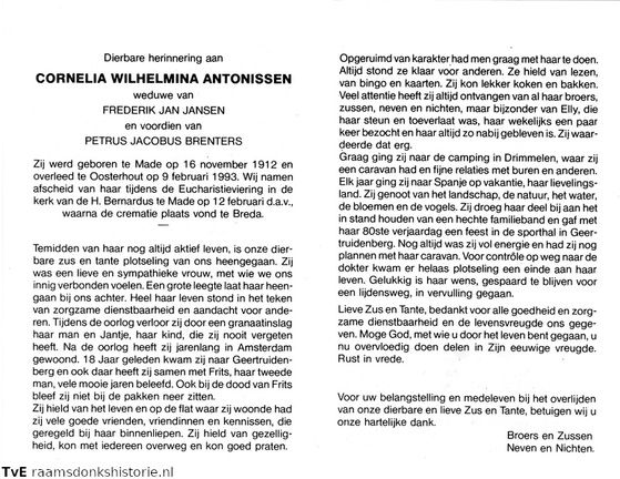 Cornelia Wilhelmina Antonissen Frederik Jan Jansen Petrus Jacobus Brenters
