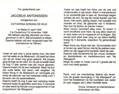 Jacobus Antonissen Catharina Adriana de Wijs