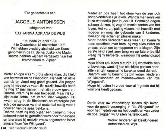 Jacobus Antonissen Catharina Adriana de Wijs