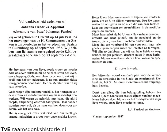 Johanna Hendrika Appelhof Jozef Johannes Pardoel