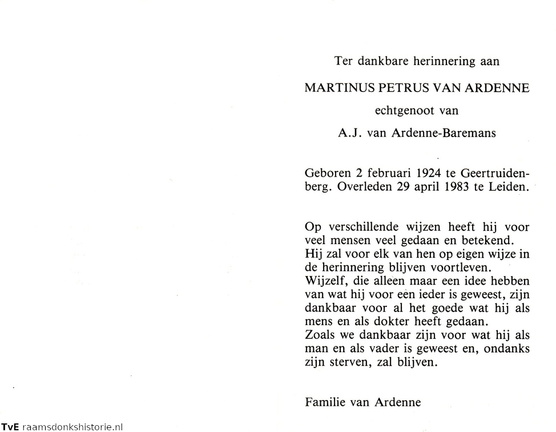 Martinus Petrus van Ardenne- A.J. Haremans
