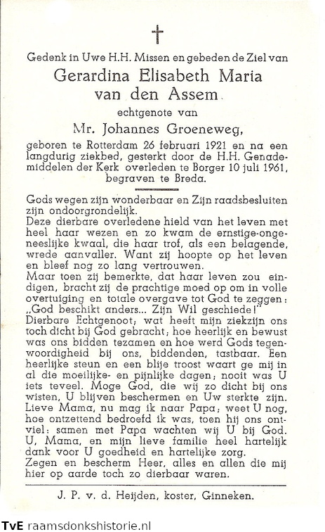 Gerardina  Elisabeth Maria van den Assem- Johannes Groeneweg