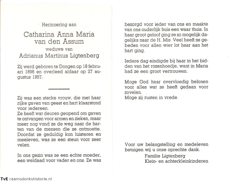Catharina Anna Maria van den Assum- Adrianus Martinus Ligtenberg