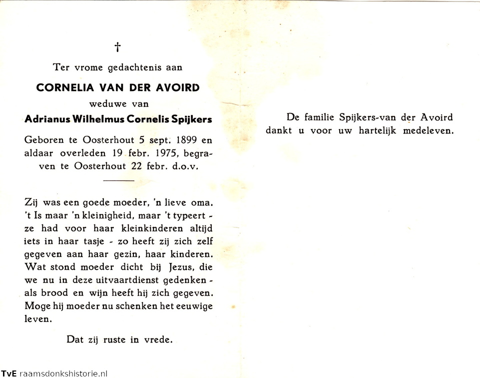Cornelia van der Avoird Adrianus Wilhelmus Cornelis Spijkers
