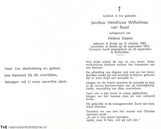Jacobus Hendricus Wilhelmus van Baast Helena Daams